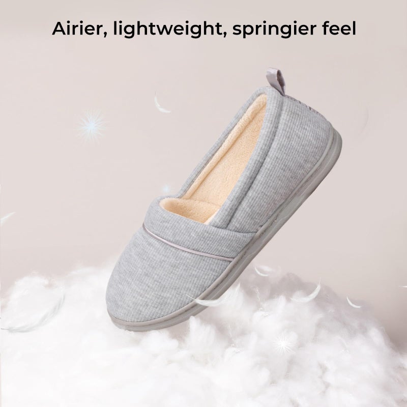 HomeTop Women's Comfy Loafer Slippers Lightweight Memory Foam Non-slip Indoor House Shoes (7 B(M) US, Light Gray) - Image 5